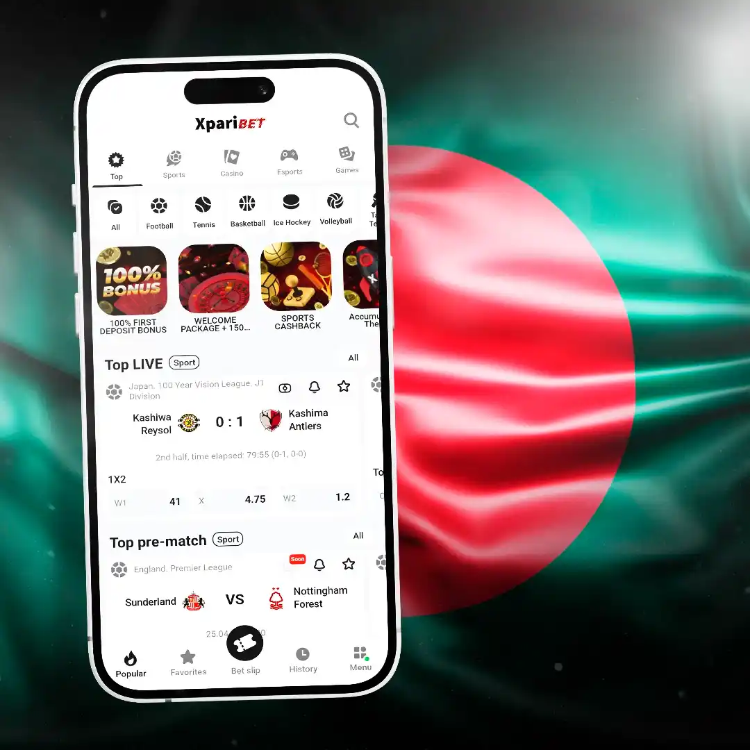 Xparibet app download APK on Android — mobile betting and casino interface in Bangladesh